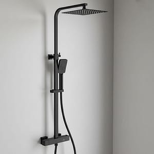 Douche vierkant, zwart opbouw