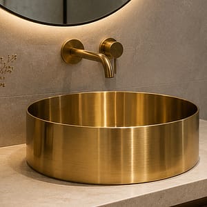 Wasbak rond, stainless steel goudkleurig