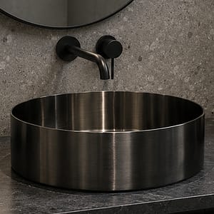 Wasbak rond, stainless steel brushed gun metal